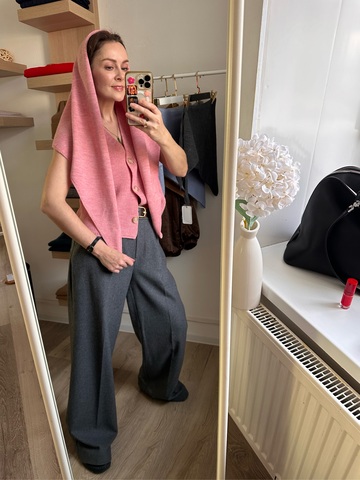 Косынка большая из 100% мериноса розовый меланж