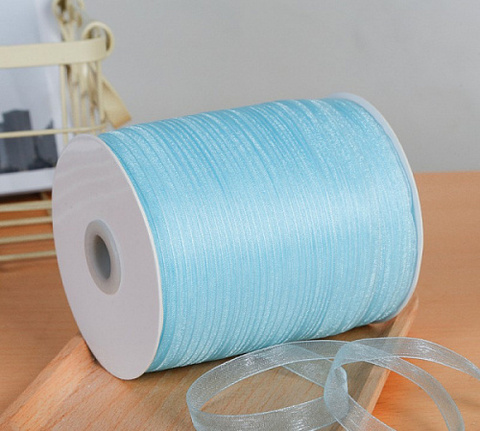Лента органза на катушке (1,0см*450м), Нежно-Голубой, 1 шт.