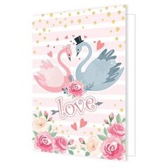 
          Открытка - мини двойная, подвеска, "Лебеди", свадебная, 85х115 мм, без текста