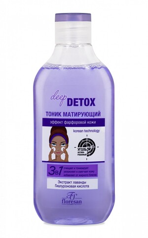 Floresan DEEP DETOX Тоник матирующий, эффект фарфоровой кожи, 300мл