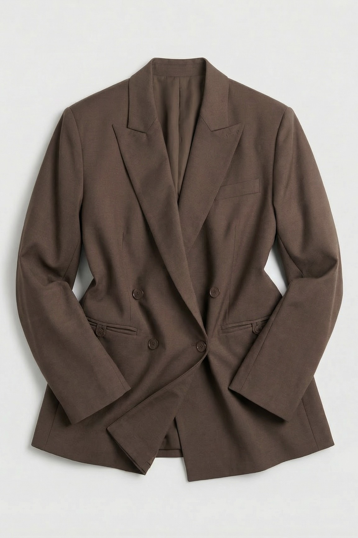 Жакет двубортный с имитацией пояса, мокко