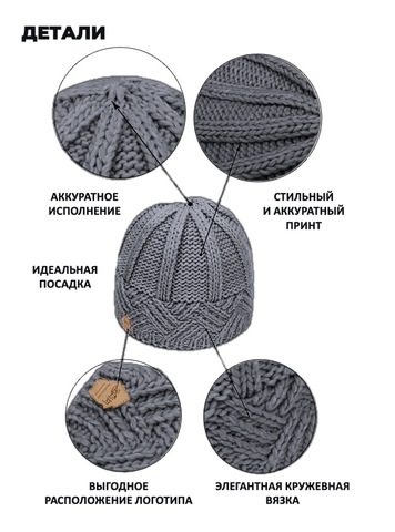 Картинка шапка Skully Wear ZZM-426 grey - 5