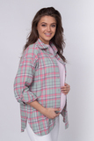 Рубашка для беременных и кормящих 18286 мятно-розовая клетка