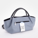 Сумка Саломея 362 гладкий серо-голубой + черный