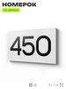 Номер на дверь 450, табличка на дверь для офиса, квартиры, кабинета, аудитории, склада, белая 120х70 мм, Айдентика Технолоджи