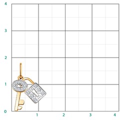 50098- Подвеска Ключик с замком  из золота 585 пробы с фианитами