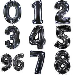 Фольгированные цифры 102 см с гелием (чёрный - металлик)