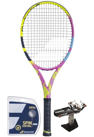 Теннисная ракетка Babolat Pure Aero RAFA 2 gen. - yellow/pink/blue + струны + натяжка в подарок