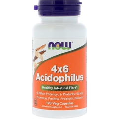 Now Foods, 4x6 ацидофильные бактерии, 120 растительных капсул