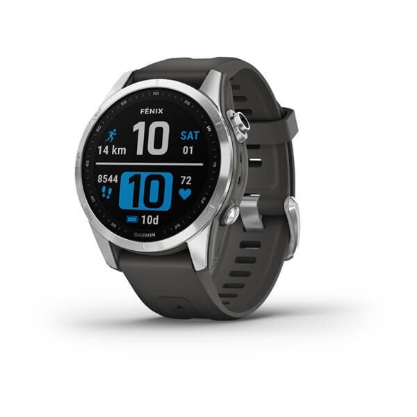 Garmin Fenix 7S серебристый с графитовым ремешком