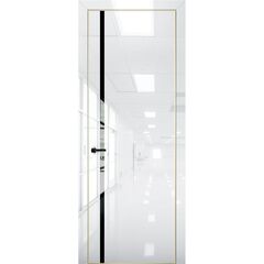 Купить Межкомнатная дверь глянец Pt 8 Платина crystall white алюминиевая кромка Al Gold Edition остеклённая