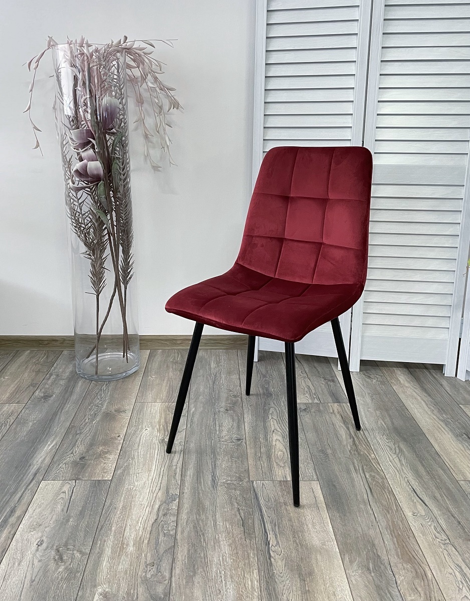 Стул BARI UF910-11 WINE RED, велюр / черный каркас М-City