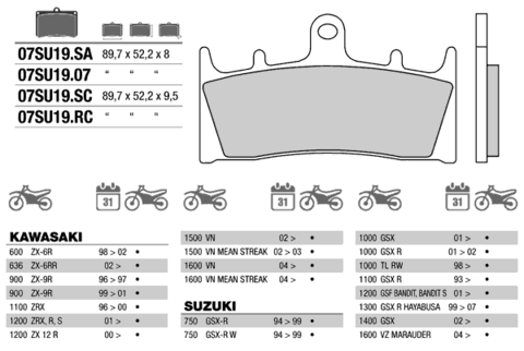 07SU19SA колодки тормозные МОТО(FDB873)