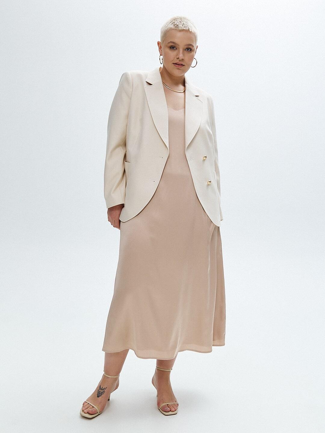 Платье-комбинация двухслойное, золотой песок