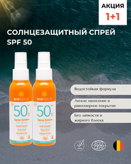 1+1 Biosolis Солнцезащитный спрей SPF 50, 100 мл