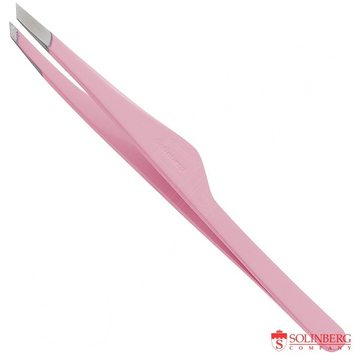 251-G804 Пинцет для бровей Solinberg, "Peach", наклонное окончание с четкими гранями