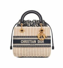 Сумка Dior Lady Dior, модель среднего формата синий/резедово-зеленый
