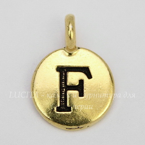 Подвеска TierraCast "Буква F" (цвет-античное золото) 17х12 мм