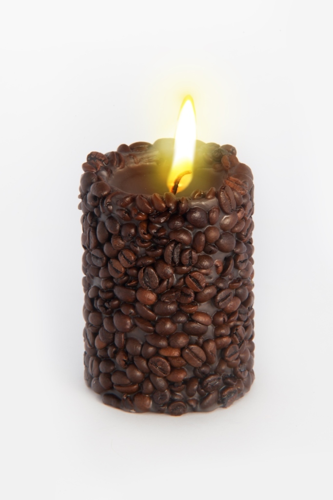 Ароматическая свеча в стакане, аромат кофе/серый 10 см IKEA OMRÅDE ОМРОДЕ 204.699.68