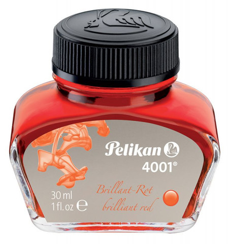 Флакон с чернилами Pelikan INK 4001 78 (PL301036) Brilliant Red чернила красные чернила 30мл для ручек перьевых