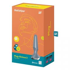 Серая анальная пробка с вибрацией Satisfyer Plug-ilicious 2 - 14 см. - 