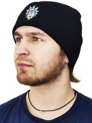 Картинка шапка вязаная Skully Wear beanie r&m black - 3