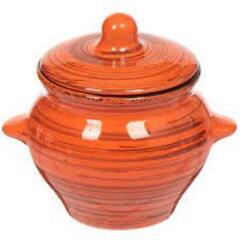 Ф Горшок д/запекания 500мл с ручками №5 Оранжевая полоска ОРП00009124