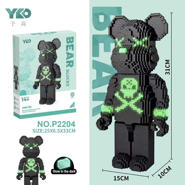 Конструктор Bear Blocks "Мишка черный" светящийся , 3168 дет.