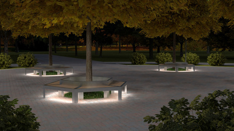 Bench CITY with lights / hexagonal