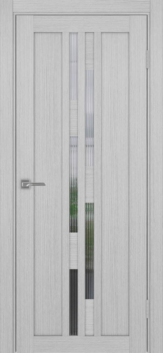 Дверь межкомнатная Оптима Порте Турин 551.121, цвет серый дуб, экошпон, стекло мору