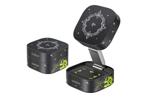 Беспроводная зарядка UGREEN MagFlow Genshin Impact 2-in-1 Qi2 15W- Black