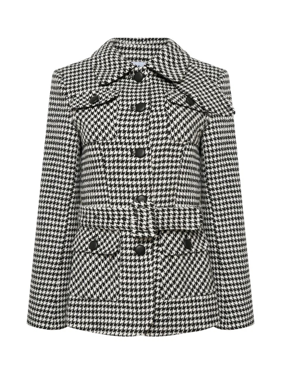 Жакет- пальто из шерсти, Черно-Белый