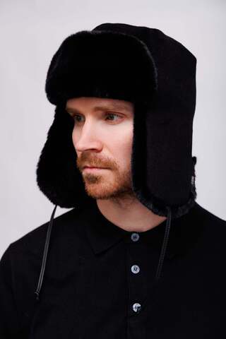 CUDGI Шапка-ушанка шерстяная с мехом