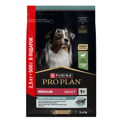 ПРОМО! Pro Plan сухой корм для взр собак средних пород с чувств пищеварением (ягненок) 2,5+500 кг