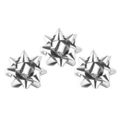 Бант-звезда, Металлик, Серебро / 5 см, 12 шт.