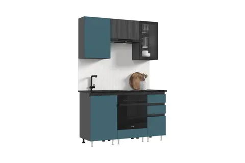 Кухня Техно-6 1,5м (Графит/Атлантик софт/Графит софт NEW)