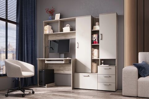 Стол компьютерный №6 (Кашемир, Дуб Крафт серый)