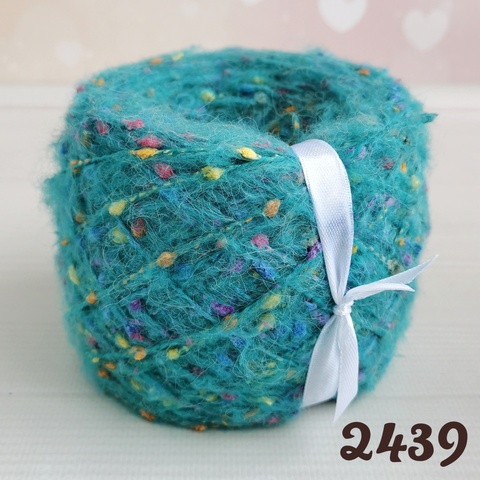 Фантазийная пряжа с бубышками 200м/100г, 2439, Бирюза