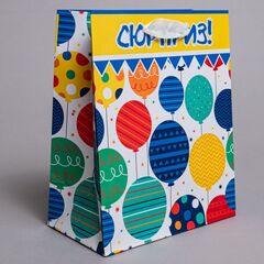 Пакет подарочный S вертикальный, Шарики, МИКС, 18*23*10 см (Д*В*Ш)