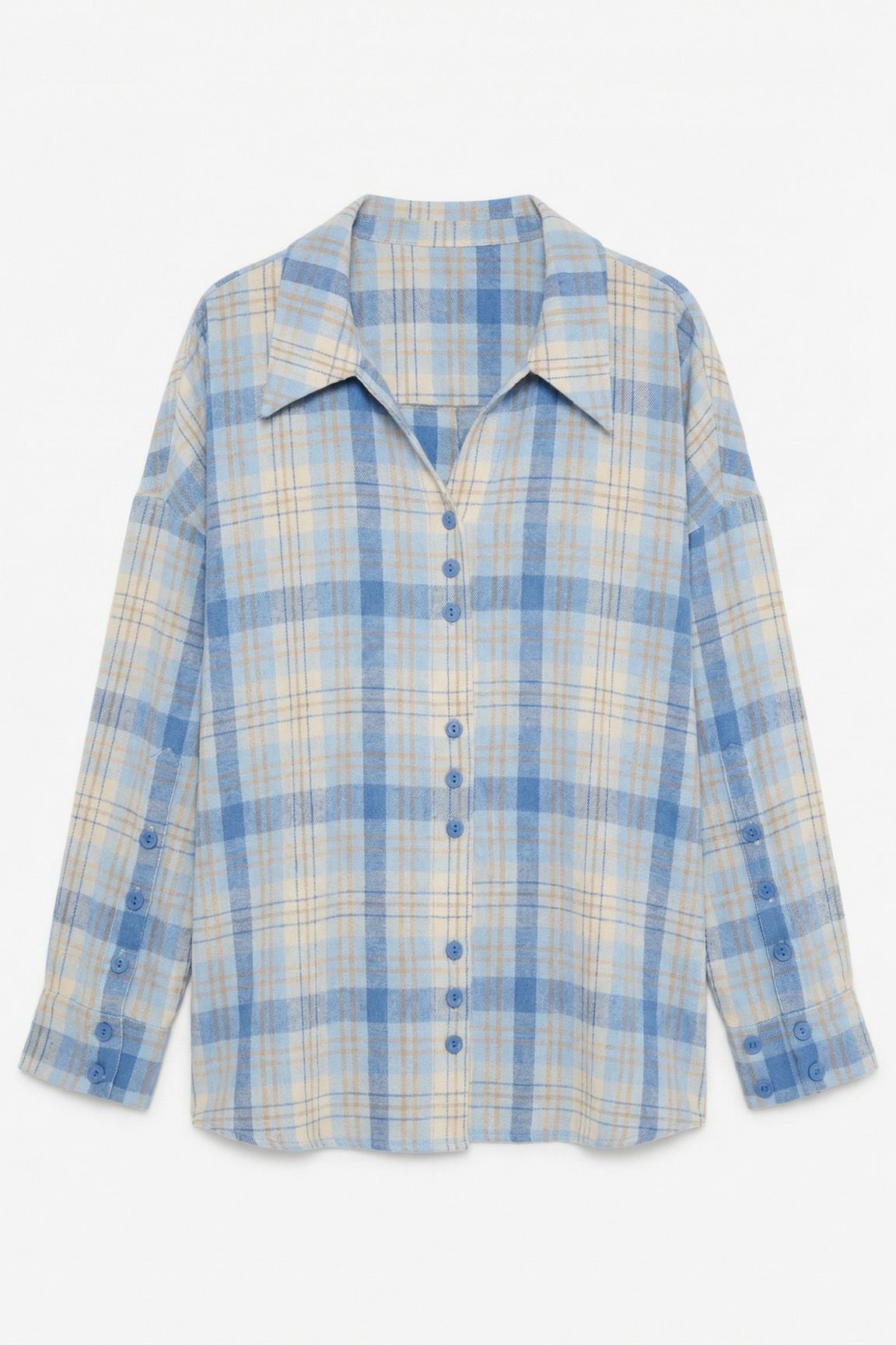 Рубашка в клетку оверсайз, голубой