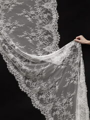 Кружево шантильи теплое белое неэластичное ширина 70 см купон 2.9 м