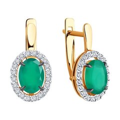 51-320-02049-6- Серьги из золота 585 пробы с изумрудными агатами