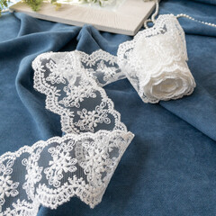 Кружево ажурное, белое, ширина 5,5 см, белое, длина 90 см