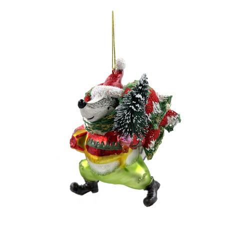 Елочная игрушка Барсук с елочкой 12см ChristmasDeLuxe