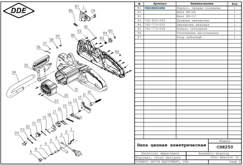 Корпус DDE правая часть CSE250