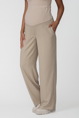 Брюки для беременных 15916 гусиная лапка бежевая