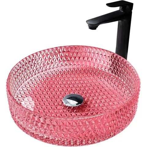 Раковина накладная стеклянная ABBER Glas AK2301R рубиновая