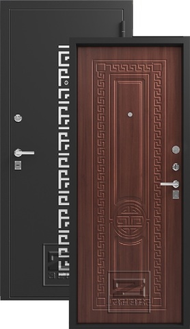 Дверь входная Зевс Z-5, 2 замка, 1,5 мм  металл, (чёрный шёлк+орех южный)