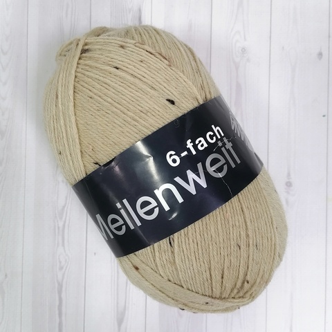 Пряжа Lana Grossa Meinlenweit 6-ply 150 Tweed 9247 беж