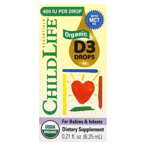 Childlife, органический витамин D3 для детей и младенцев, в каплях, 6,25 мл (0,21 жидк. унции)